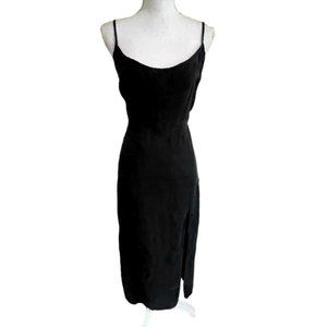 ZARA Spaghetti Straps Midi/Maxi Minimalist LBD Slip Black  Dress